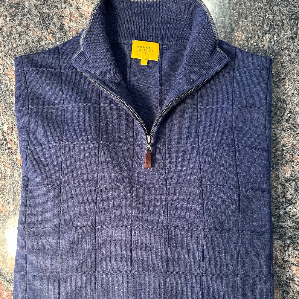 Robert Talbot Carmel 100% Wool 1/4 Zip Jumper Mens M
